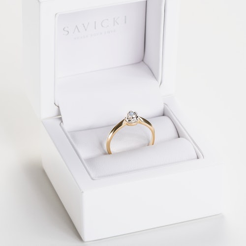 Pierścionek zaręczynowy SAVICKI: dwukolorowe złoto, diament